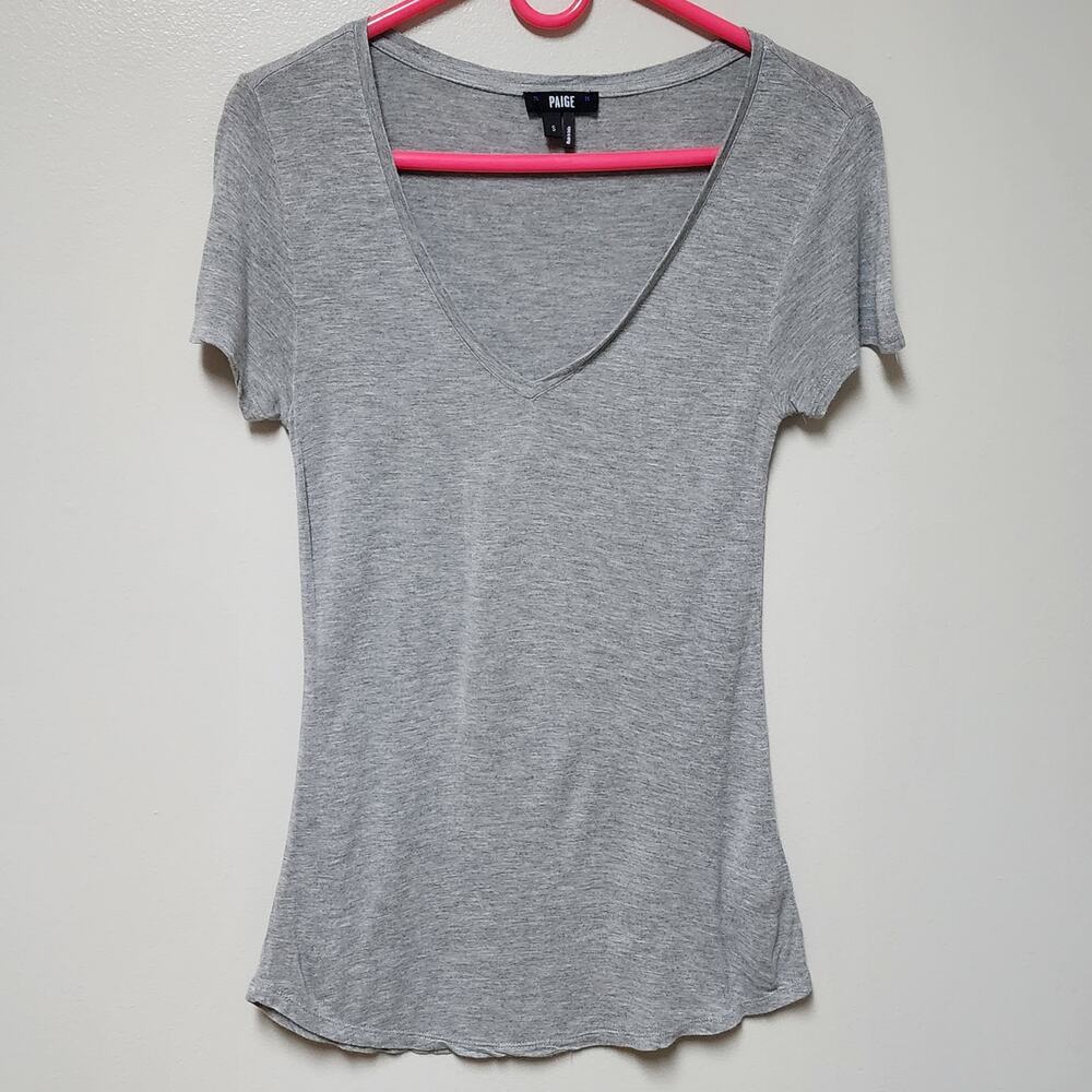PAIGE Short Sleeve Gray Viscose VNeck Tshirt size Small
